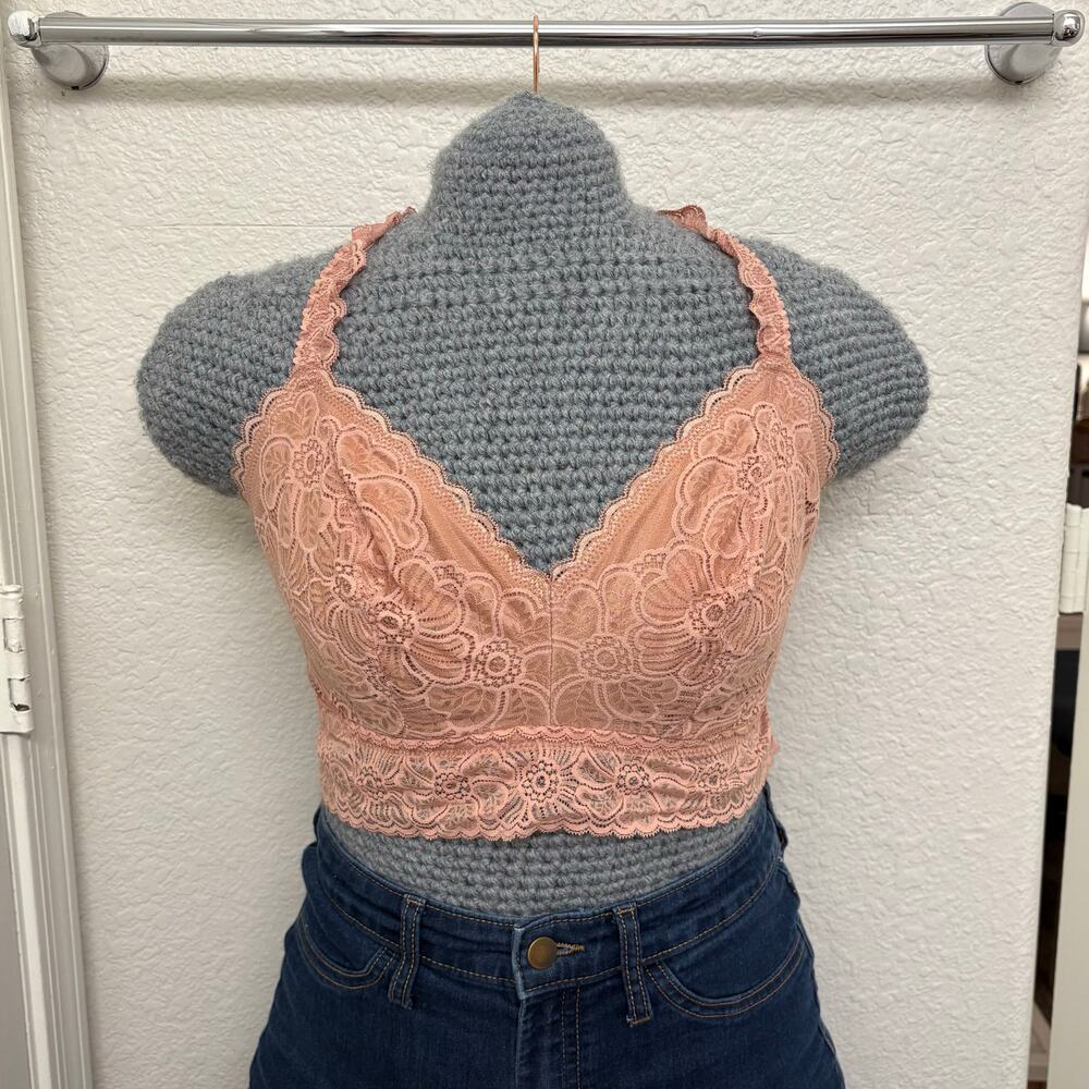 aerie Tan Brown Lace Racerback Double Layer Wireless Slip On Pull On Bralette XL